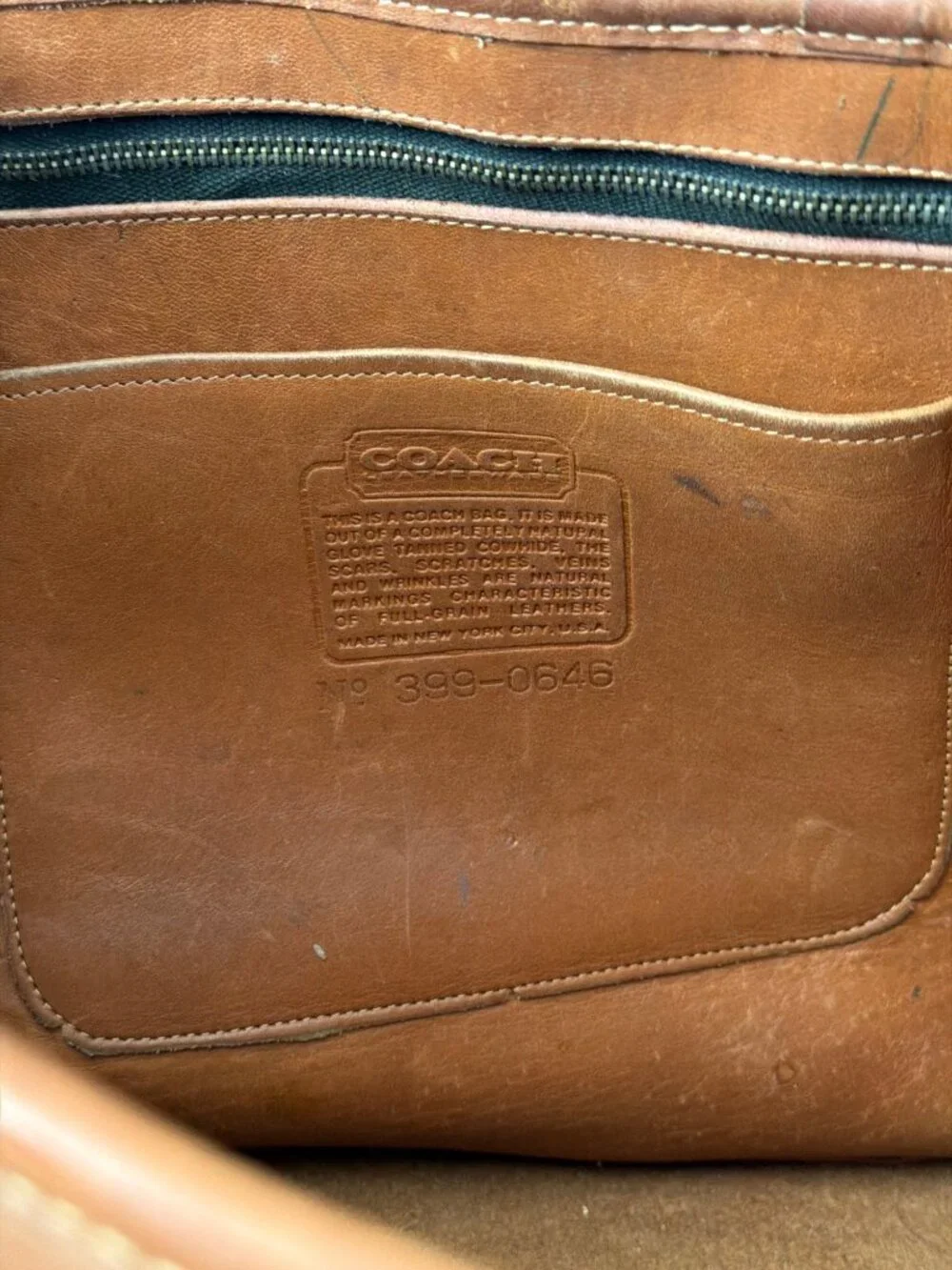 1970/80s Coach Glove Tanned British Tan Marketing Tote Bag NYC 399-0645 w/FLAWS - Picture 15 of 15